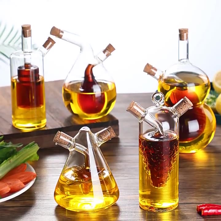 Grape-Shaped Double-Spout Glass Condiment Bottle: Where Art Meets Safety in Your Kitchen