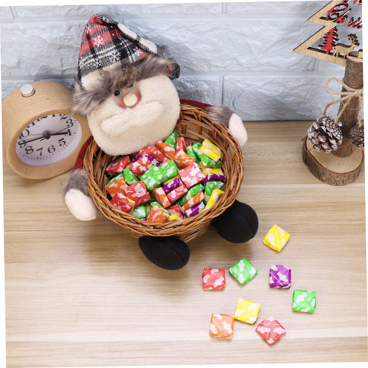 Santa Claus - Shaped Rattan Storage Basket