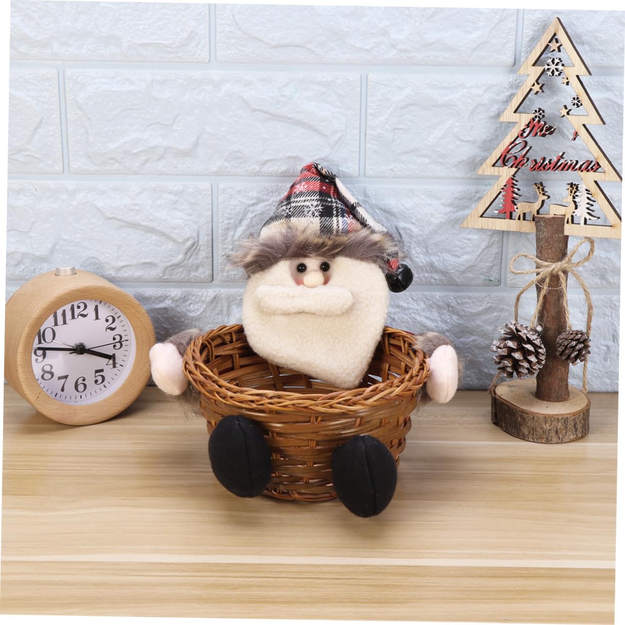 Santa Claus - Shaped Rattan Storage Basket