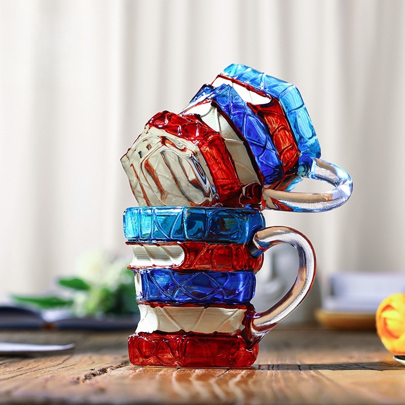 Stacked Books Glass Mug