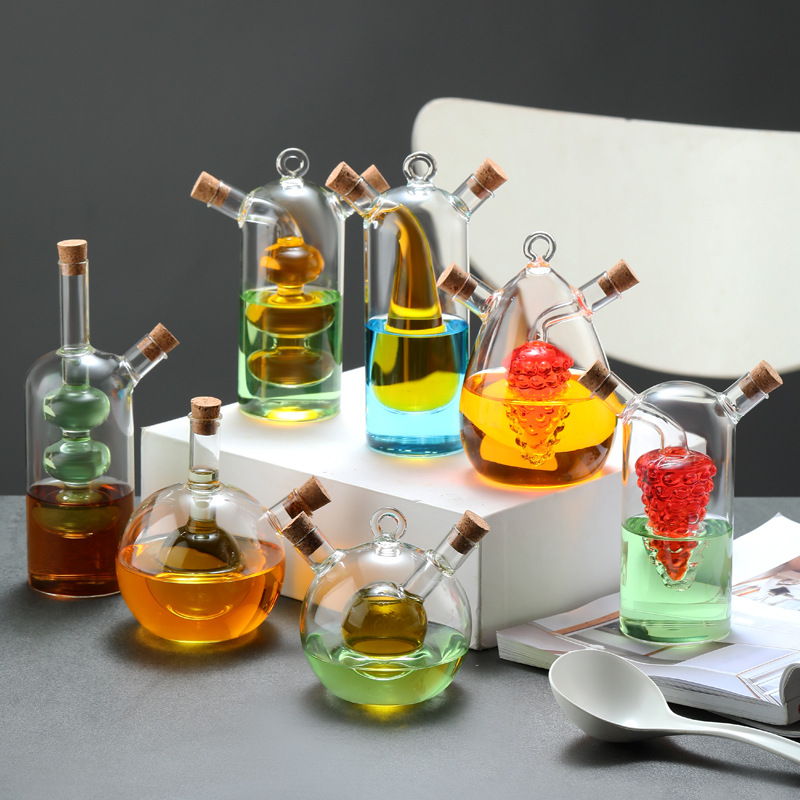 Grape-Shaped Double-Spout Glass Condiment Bottle: Where Art Meets Safety in Your Kitchen