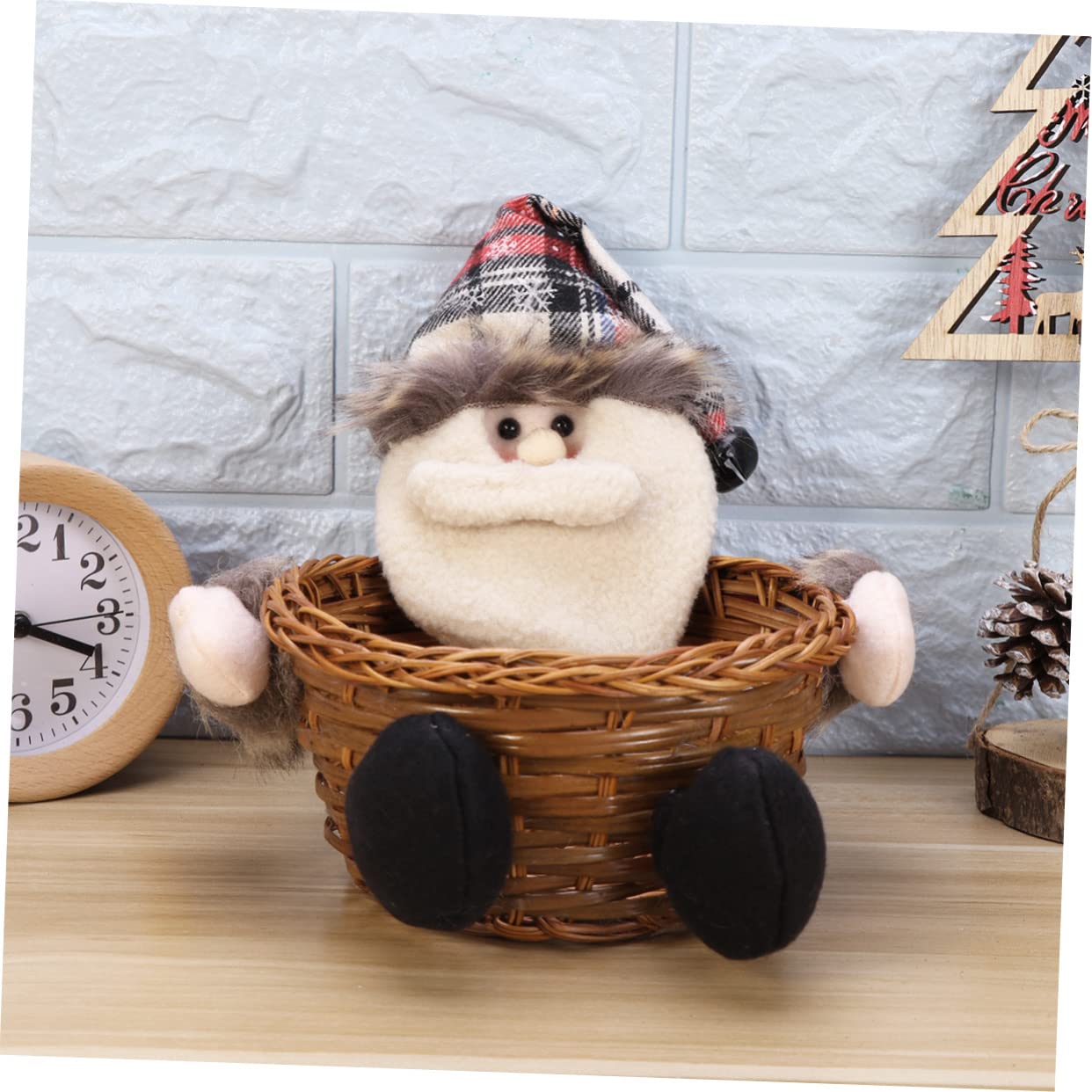 Santa Claus - Shaped Rattan Storage Basket