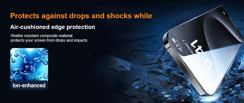 Product Introduction of One Fish Luxury Privacy Screen Protector 2 Pack for iPhone - Fingerprint Proof, Scratch Resistant, Plasma Plating Process, High Quality Design 5