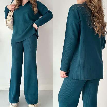 LAST DAY 50% OFF V-neck casual slit knitted two-piece set