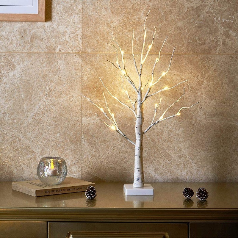 🎄 Handcrafted White Birch Lamp