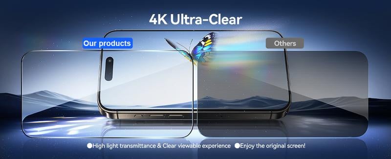 Product Introduction of One Fish Luxury Privacy Screen Protector 2 Pack for iPhone - Fingerprint Proof, Scratch Resistant, Plasma Plating Process, High Quality Design 10