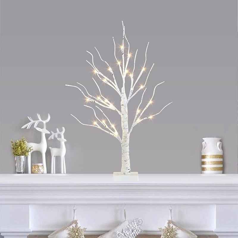🎄 Handcrafted White Birch Lamp