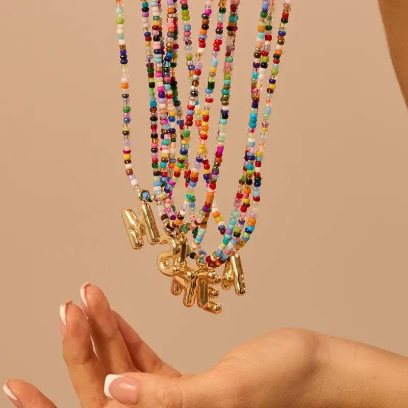 🔥LAST DAY 49% OFF🌈 Letter Beaded Necklace for Women🔤A-Z