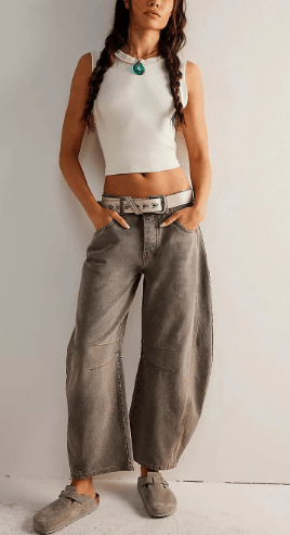 Mid-rise barrel jeans