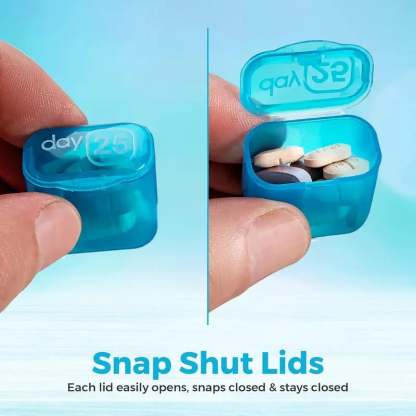 💊 Monthly Pill Organizer with Lid - Arthritis-Friendly Easy-Open Lids 31 Removable Daily Pill Pods Date Reminder & Travel Case for Vitamins & Medications