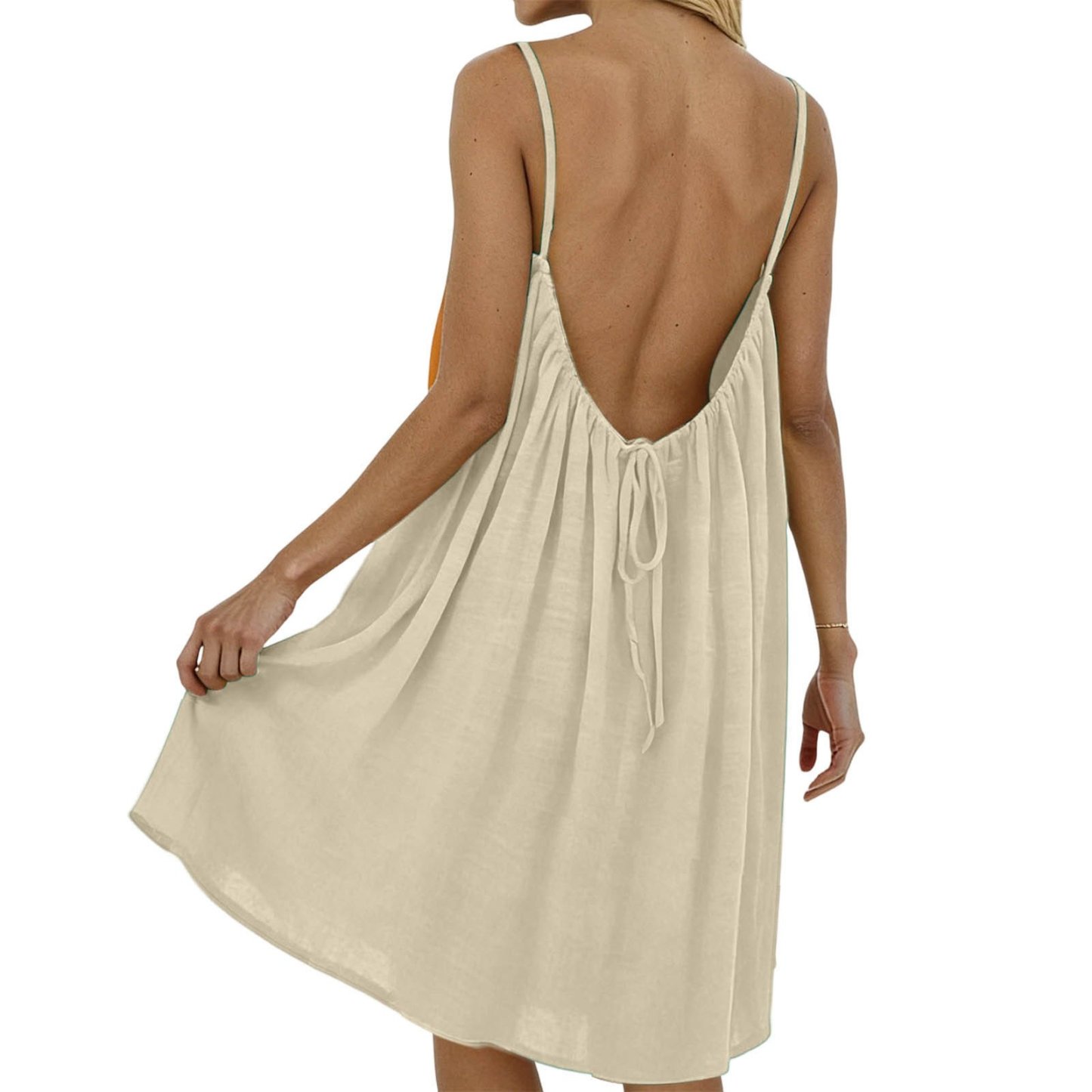 Women's Solid Color Cami Lounge Dress, Elegant Sleeveless Knee-Length Dress for Summer, Ladies Sleepwear for Indoor Wear
