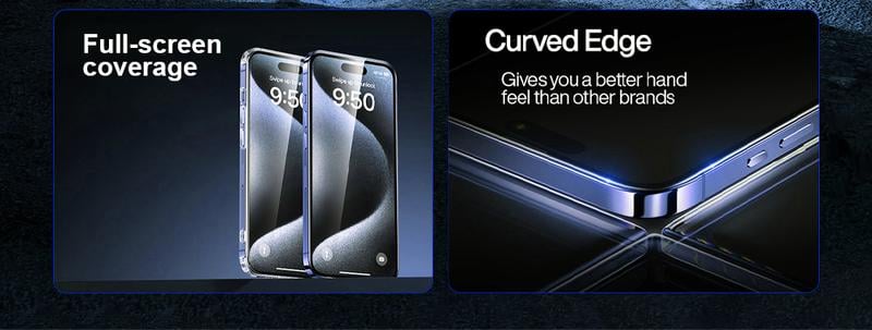 Product Introduction of One Fish Luxury Privacy Screen Protector 2 Pack for iPhone - Fingerprint Proof, Scratch Resistant, Plasma Plating Process, High Quality Design 8