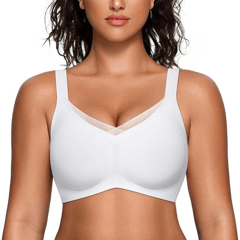 Women's Wireless V-Neck Crossover Mesh Seamless Push-Up Bra
