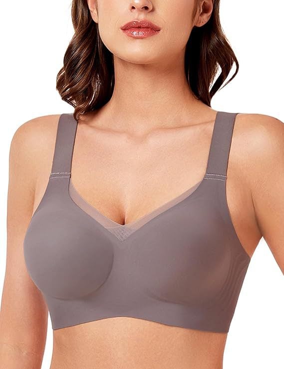 Women's Wireless V-Neck Crossover Mesh Seamless Push-Up Bra
