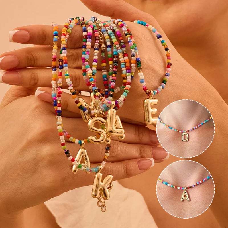 🔥LAST DAY 49% OFF🌈 Letter Beaded Necklace for Women🔤A-Z