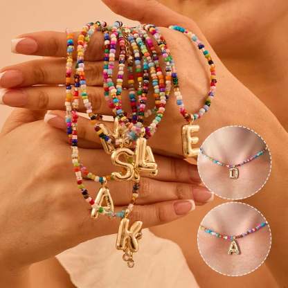 🔥LAST DAY 49% OFF🌈 Letter Beaded Necklace for Women🔤A-Z