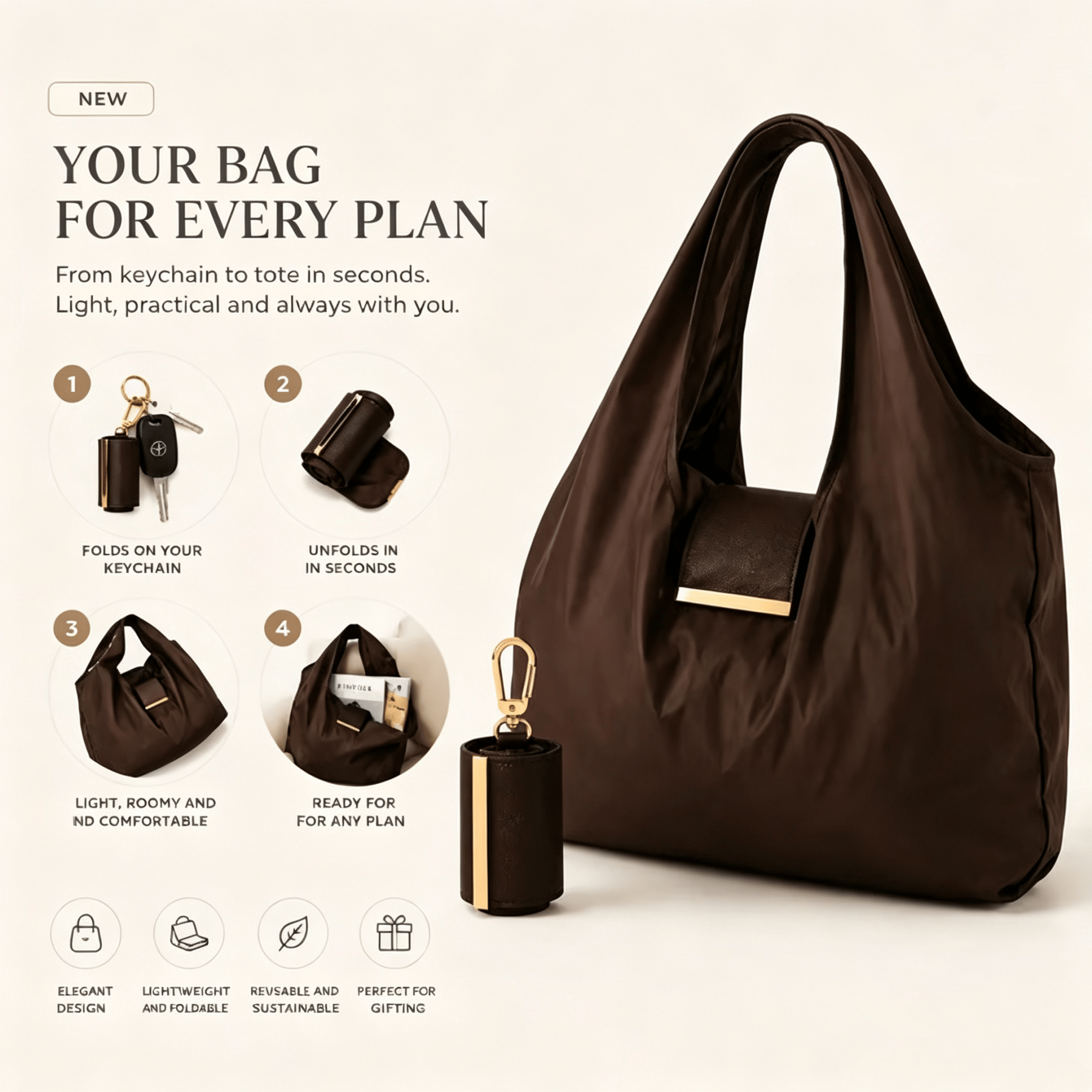💖Hot 50% OFF🌹The Keychain That Turns Into a Bag | Your Go‑To Reusable Everyday Carry‑All