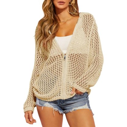 🔥LAST DAY SALE 50% OFF⏰-Women's Crochet Lightweight Cardigan Zip Up