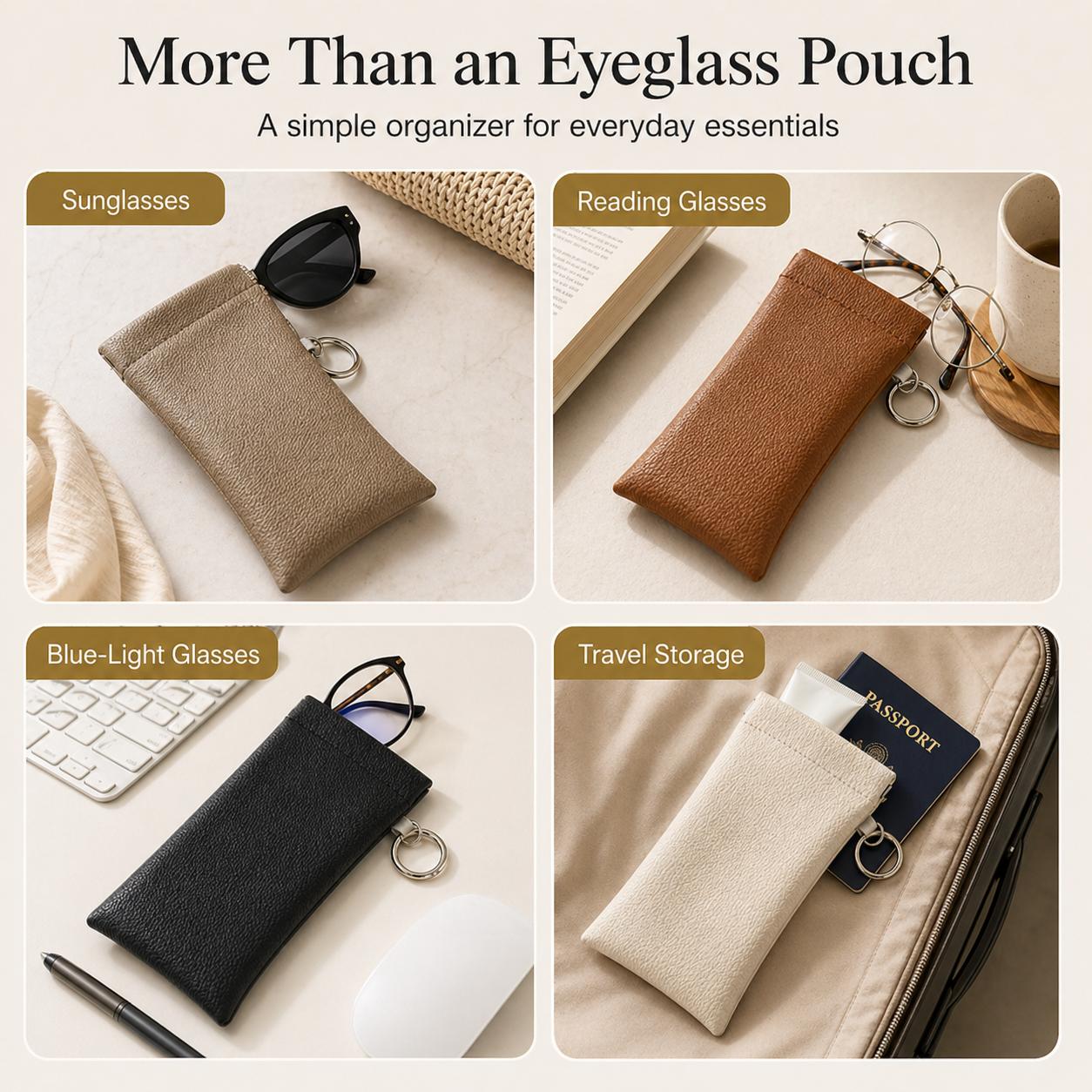 Soft PU Leather Sunglasses Pouch Elastic Opening Eyeglasses Bag, Portable Anti-Scratch Glasses Storage Case With Built-in Cleaning Cloth And Keychain, Minimalist Lightweight Protective Sleeve For Daily Travel Outdoor Women Men Accessories Soft PU Leather Sunglasses Pouch Elastic Opening Eyeglasses Bag, Portable Anti-Scratch Glasses Storage Case With Built-in Cleaning Cloth And Keychain, Minimalist Lightweight Protective Sleeve For Daily Travel Outdoor Women Men Accessories