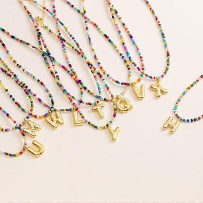 🔥LAST DAY 49% OFF🌈 Letter Beaded Necklace for Women🔤A-Z