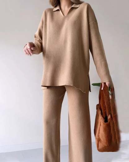 LAST DAY 50% OFF V-neck casual slit knitted two-piece set