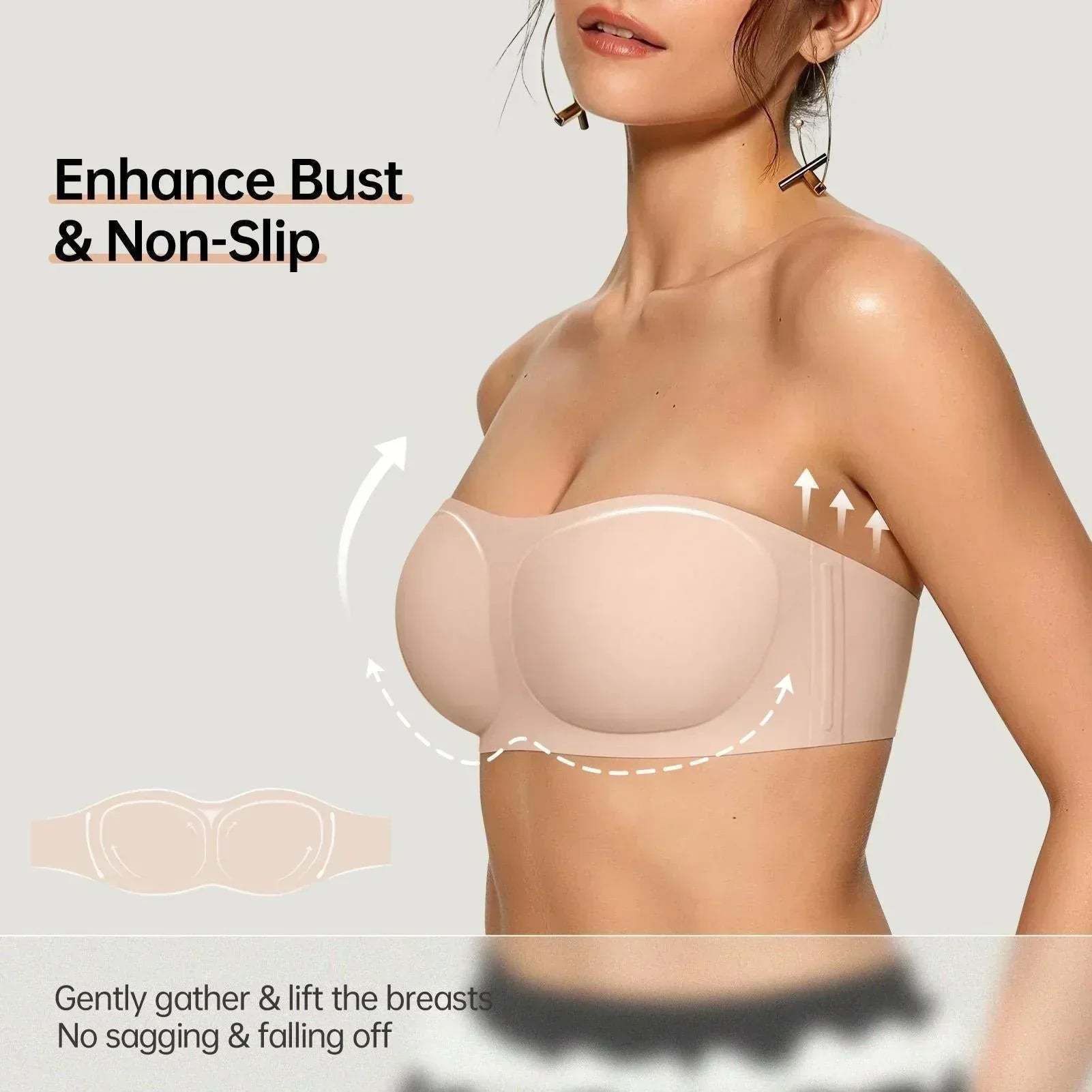 ⛱️Last Day Special Price $9.99!!💞Womens Strapless Wireless Padded Bandeau Bra