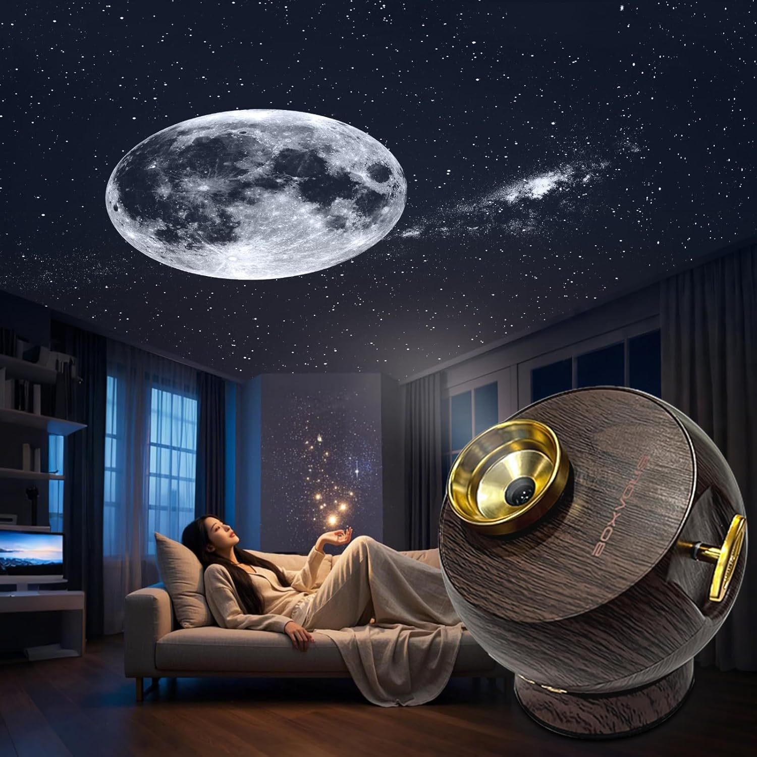 Romantic atmosphere-themed star projector lamp（A random gift of two starry sky discs）