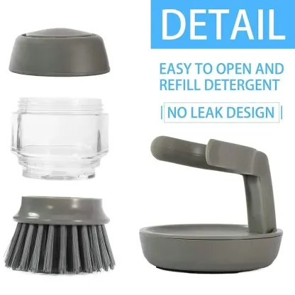 Dish Brush With Soap Dispenser Multi Use Soap Dispensing Scrub Brush For Household Universal Kitchen Dish Palm Brush With Tary