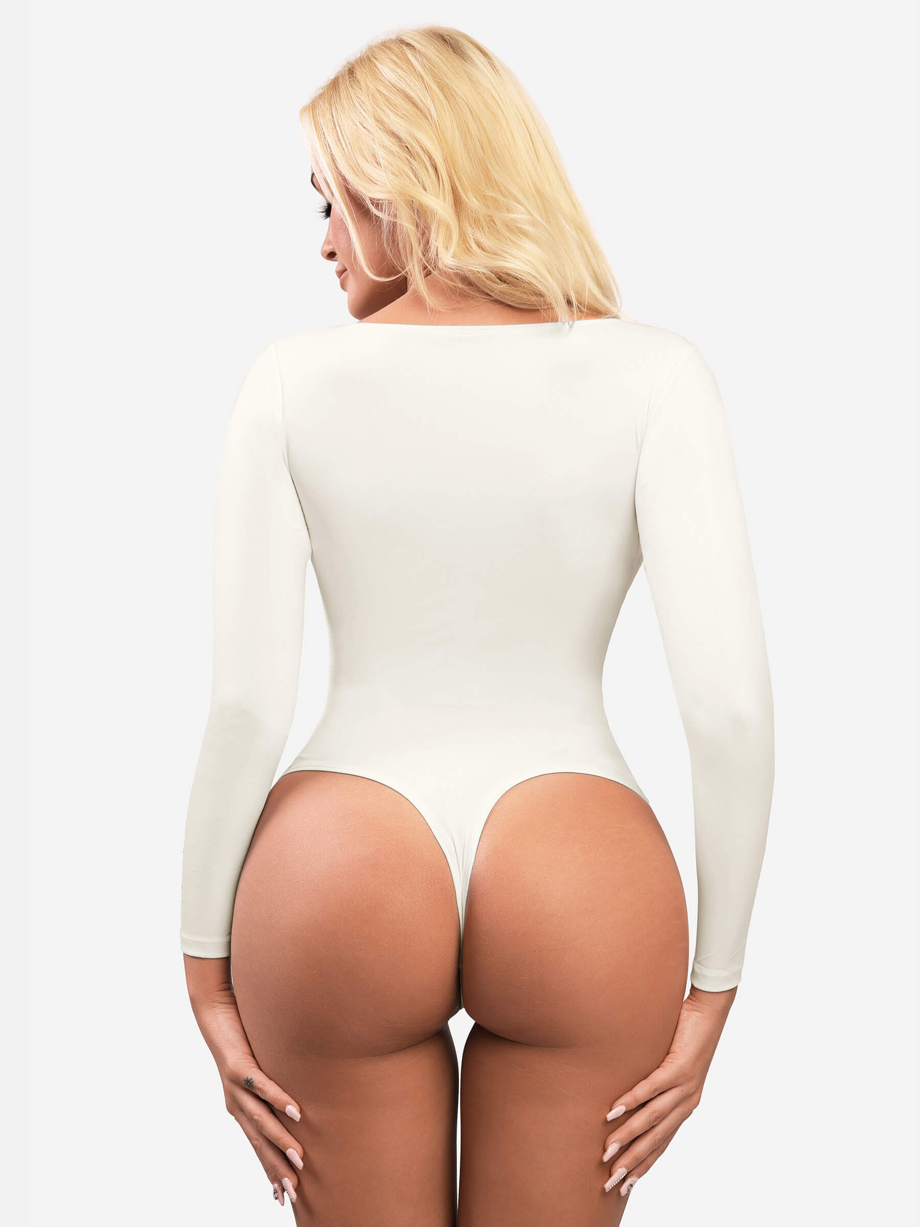 V Neck Tummy Control Thong Bodysuit