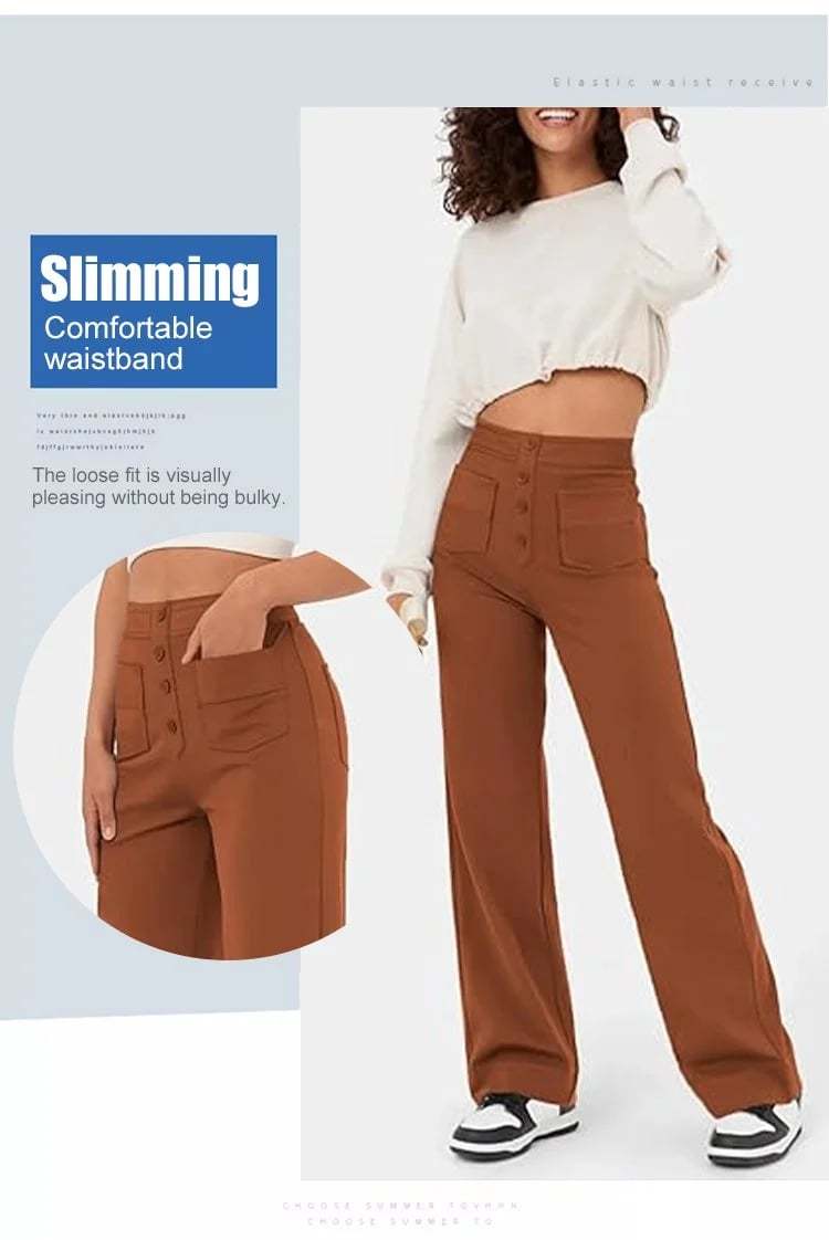 Hot SaleHigh-waisted Elastic Casual Pants