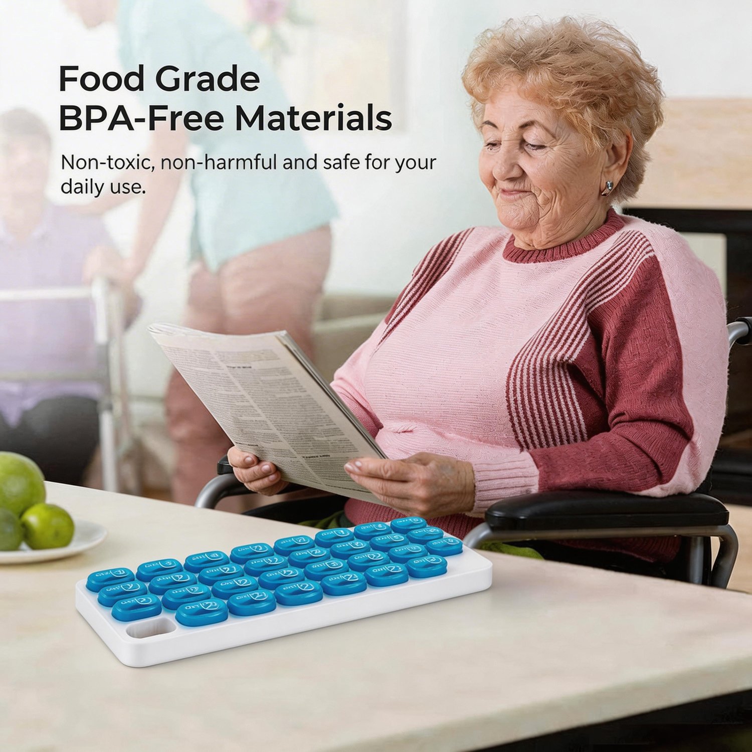 💊 Monthly Pill Organizer with Lid - Arthritis-Friendly Easy-Open Lids 31 Removable Daily Pill Pods Date Reminder & Travel Case for Vitamins & Medications