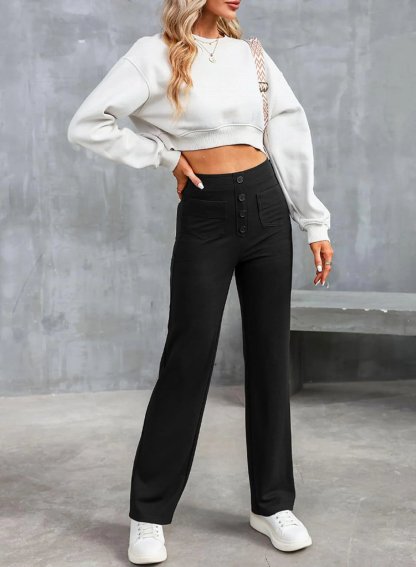 Hot SaleHigh-waisted Elastic Casual Pants