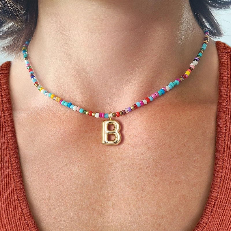🔥LAST DAY 49% OFF🌈 Letter Beaded Necklace for Women🔤A-Z