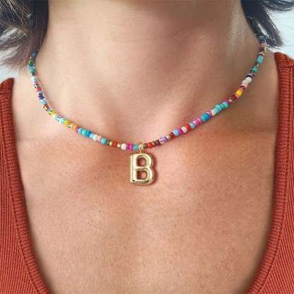 🔥LAST DAY 49% OFF🌈 Letter Beaded Necklace for Women🔤A-Z