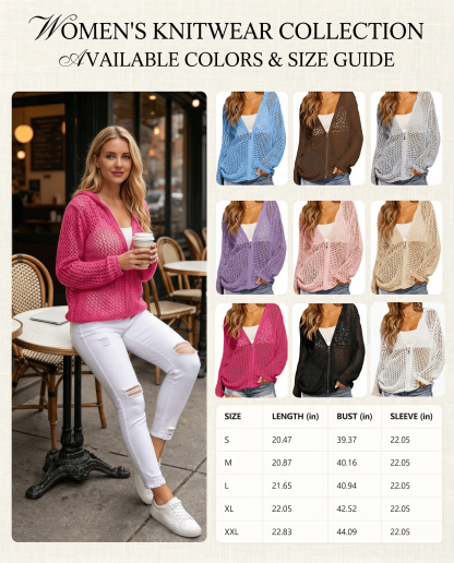 🔥LAST DAY SALE 50% OFF⏰-Women's Crochet Lightweight Cardigan Zip Up