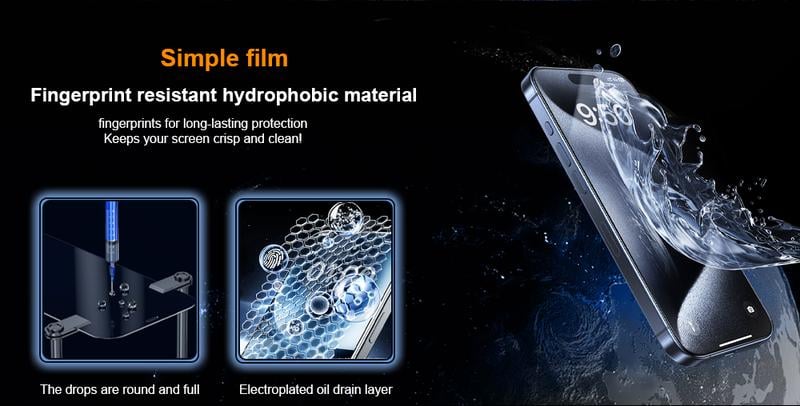 Product Introduction of One Fish Screen Protector 2 Pack for iPhone, Fingerprint Proof Screen Protector, Privacy Protection, Fingerprint Resistant, Dust-Free Bubble-Free 5