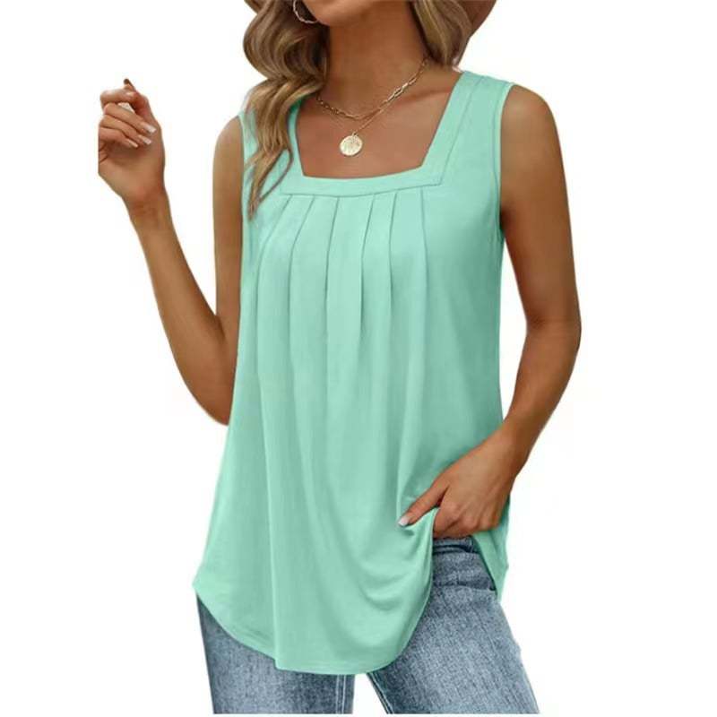 ✨✨Womens Cute Tank Tops Loose Fit Causal Summer U Neck Sleeveless Soft Womenswear👚