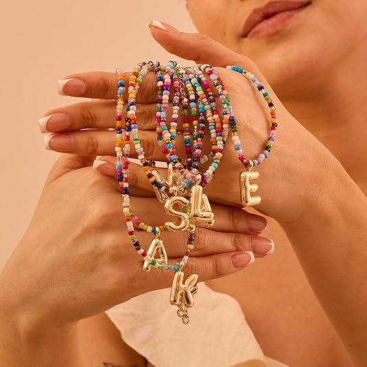 🔥LAST DAY 49% OFF🌈 Letter Beaded Necklace for Women🔤A-Z