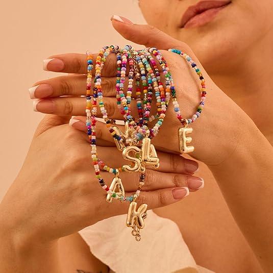 🔥LAST DAY 49% OFF🌈 Letter Beaded Necklace for Women🔤A-Z