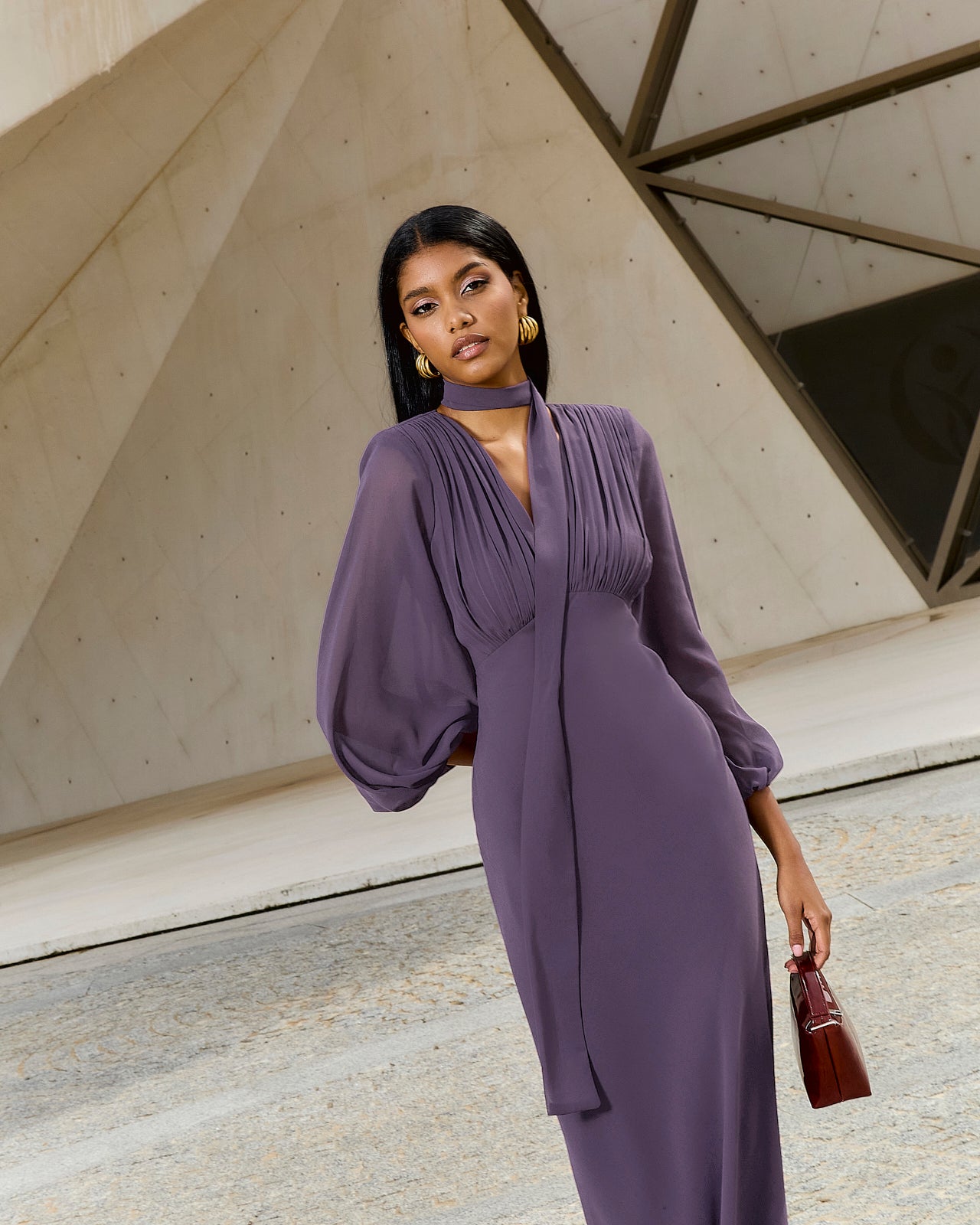 cecilia lilac midi dress Vestido Midi Sfera Vestido Lila Cecilia Lilac Midi Dress – Safiyaa London