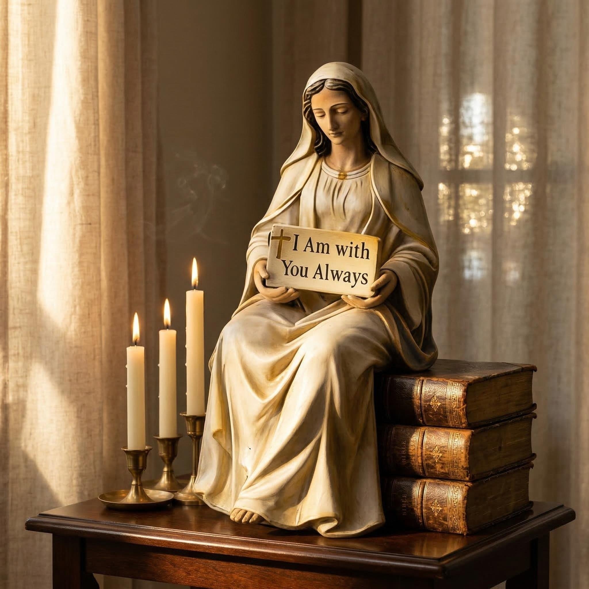 ✝️ Blessed Mother Figurine – “I Am With You Always” Christian Faith Statue & Inspirational Gift