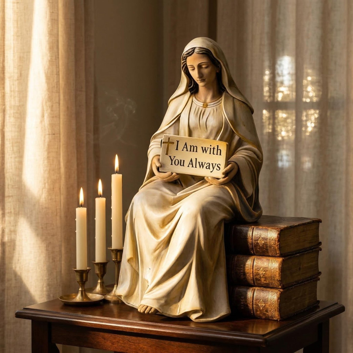 ✝️ Blessed Mother Figurine – “I Am With You Always” Christian Faith Statue & Inspirational Gift