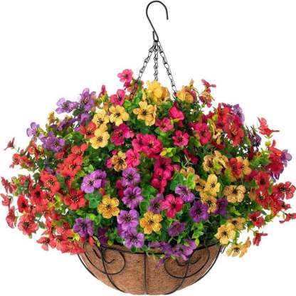 FREE SHIPPING!🔥Simulated Hanging Flower Basket 🌸No Watering💧. No Wilting. Just Perfect Blooms.