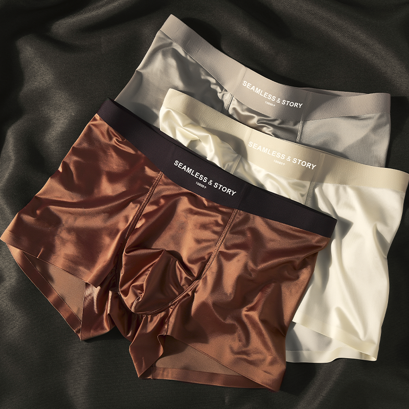 Elegant Silk Men's Ice Silk Underwear Mulberry Silk Antimicrobial Men's Boxer Briefs
