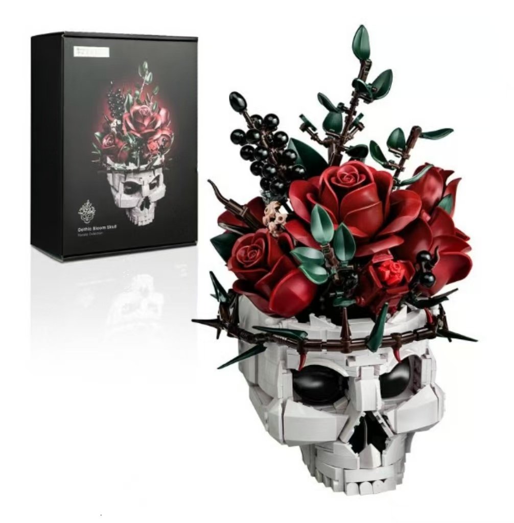 🔥Last Day 49% OFF - Gothic Skull Rose Building Set for Adults💀🌹