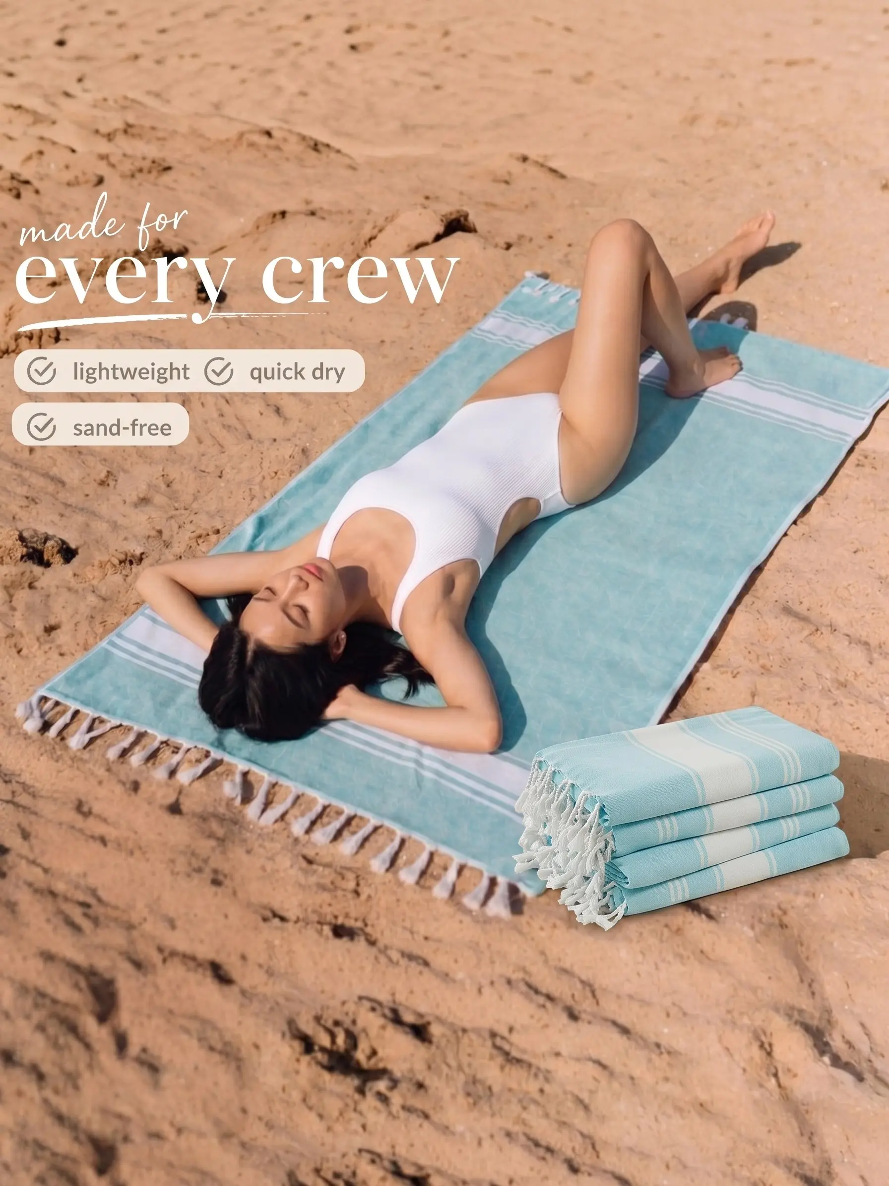 Lightweight Soft Modern Flat-Weave XL Beach Towel (39" x 71")