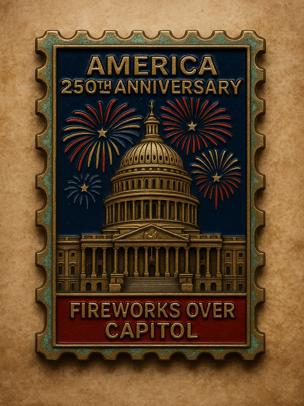 Vintage Postage Stamp Metal Badge · Collector’s Series