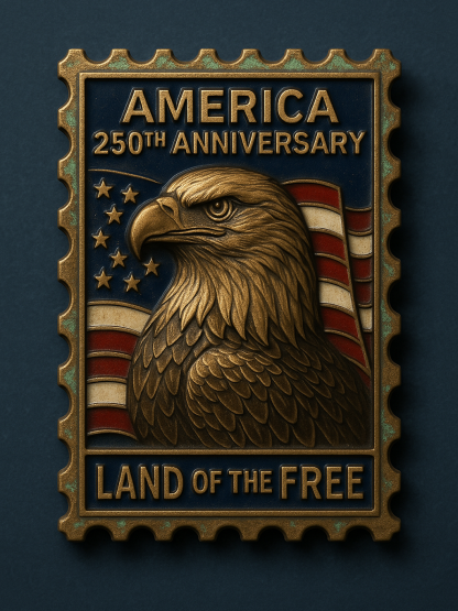 Vintage Postage Stamp Metal Badge · Collector’s Series