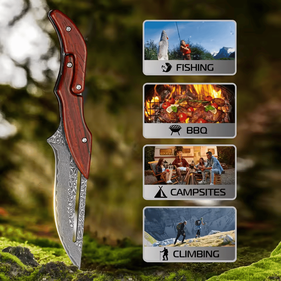 Damascus Steel Folding Knife🔪