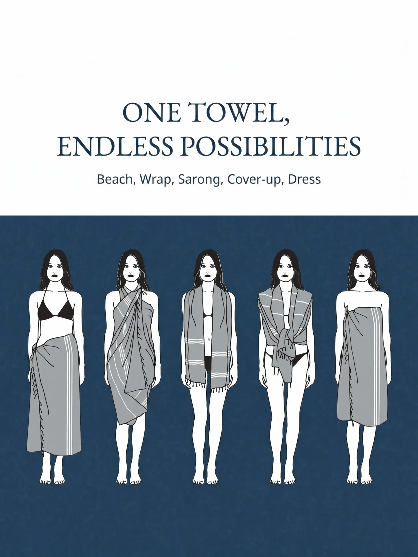 Lightweight Soft Modern Flat-Weave XL Beach Towel (39" x 71")